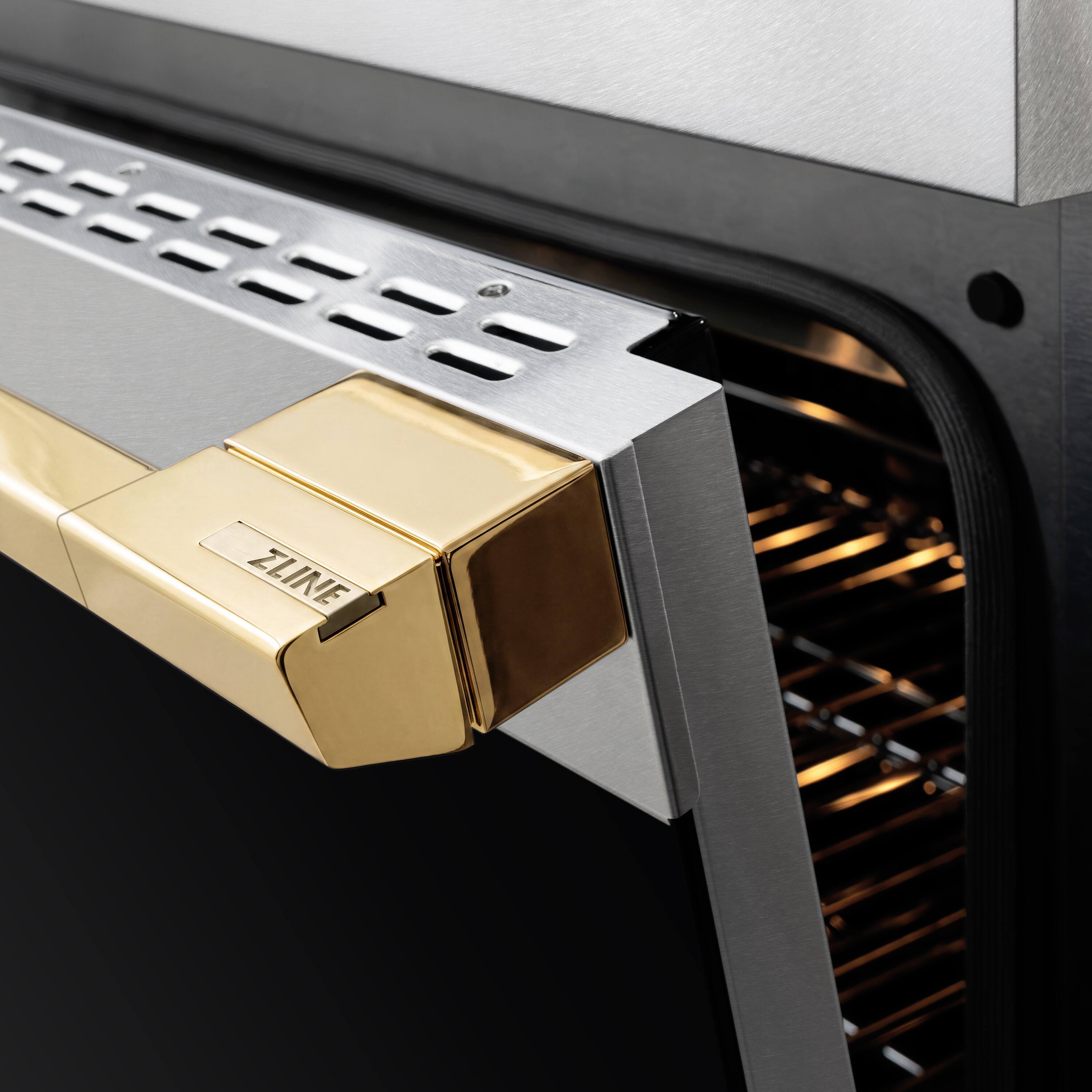 Alt View 10. ZLINE - Autograph 36 in. 5.2 cu. ft. Marino Freestanding Induction Range with 5 Burners in Satin Steel with Gold Accents - Satin Stainless Steel.