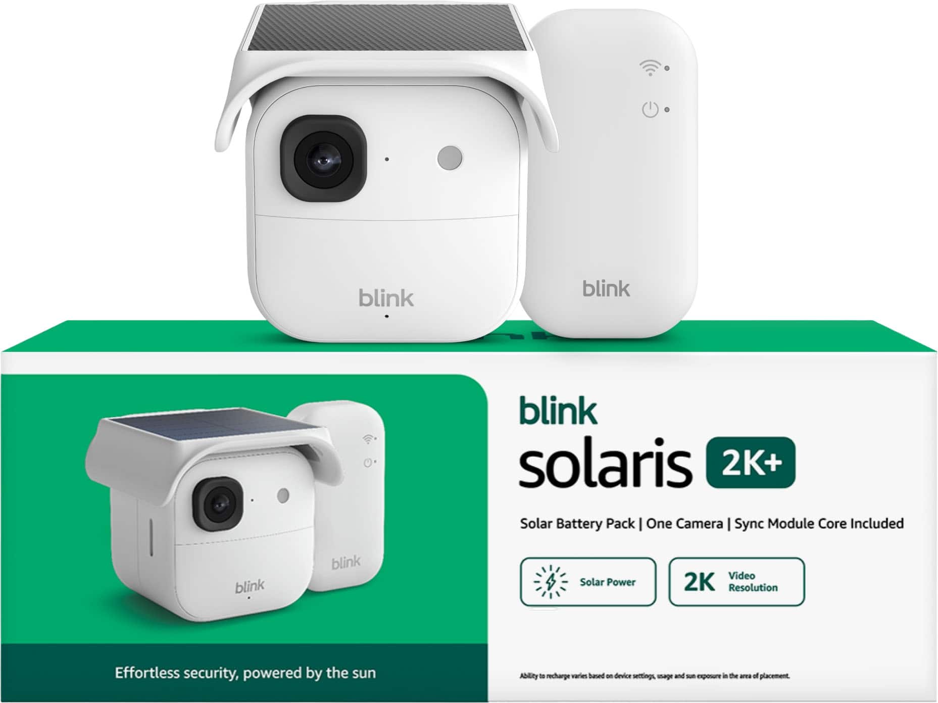 Blink - Solaris 2K+ - Solar-powered wireless smart security camera, runs in as little as 45 minutes of direct sun, System - White