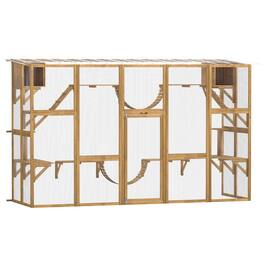 Pawhut - Playground Cat Window Box Outside Enclosure for Multiple Cats w/ Shelves & Bridges - Yellow