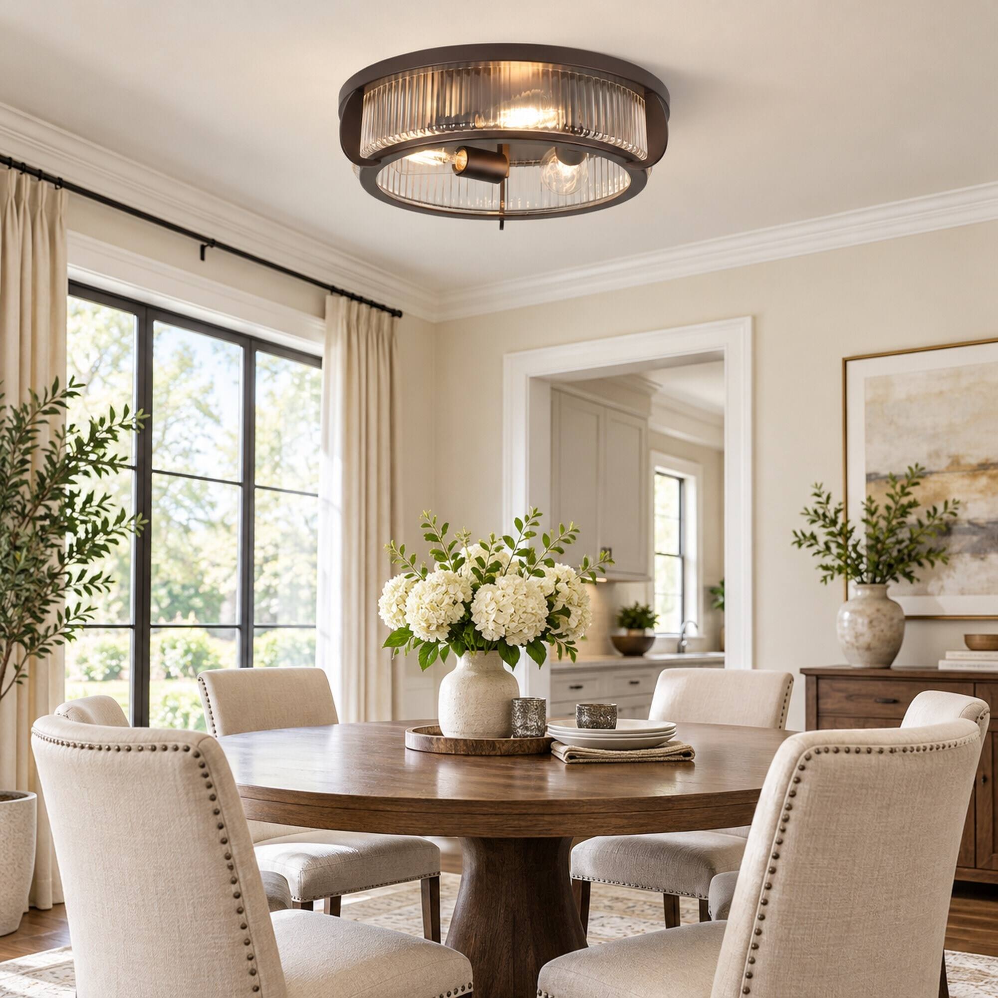 RYHNUYNE 3 Light Flush Mount Ceiling Light, 16.14 in Oil Rubbed Bronze ...