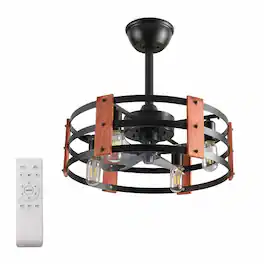 RYHNUYNE - 19-Inch Black Ceiling Fan with Light and 4-Socket Chandelier, 3-Blade Reversible Motor, Adjustable Downrod