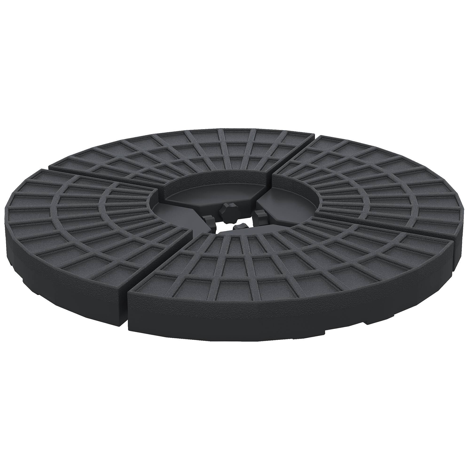 Front. Outsunny - 4 Pieces Round Patio Umbrella Base, Cantilever Offset Outdoor Umbrella Weights - Black.