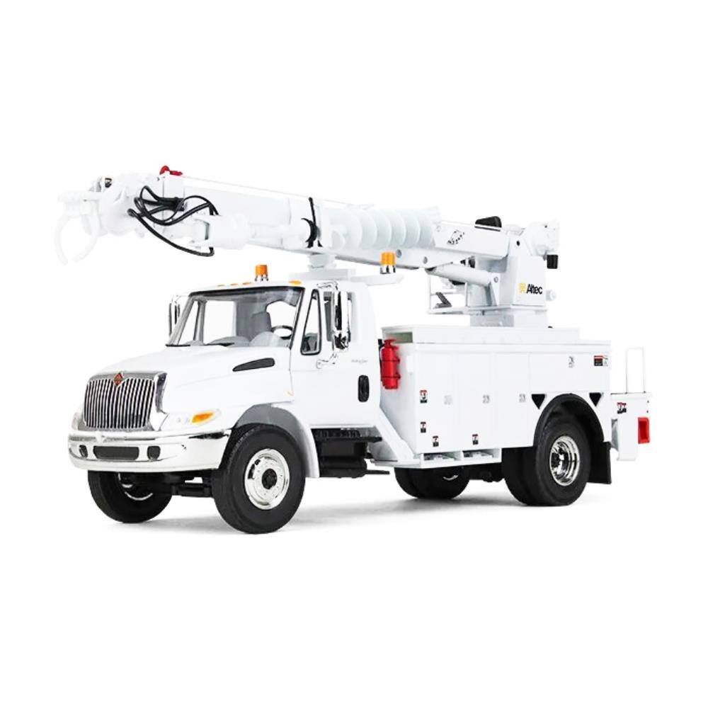 Angle. First Gear - First Gear 1/34 Diecast International DuraStar Truck with Altec Digger Derrick Body in White Model - Multi.
