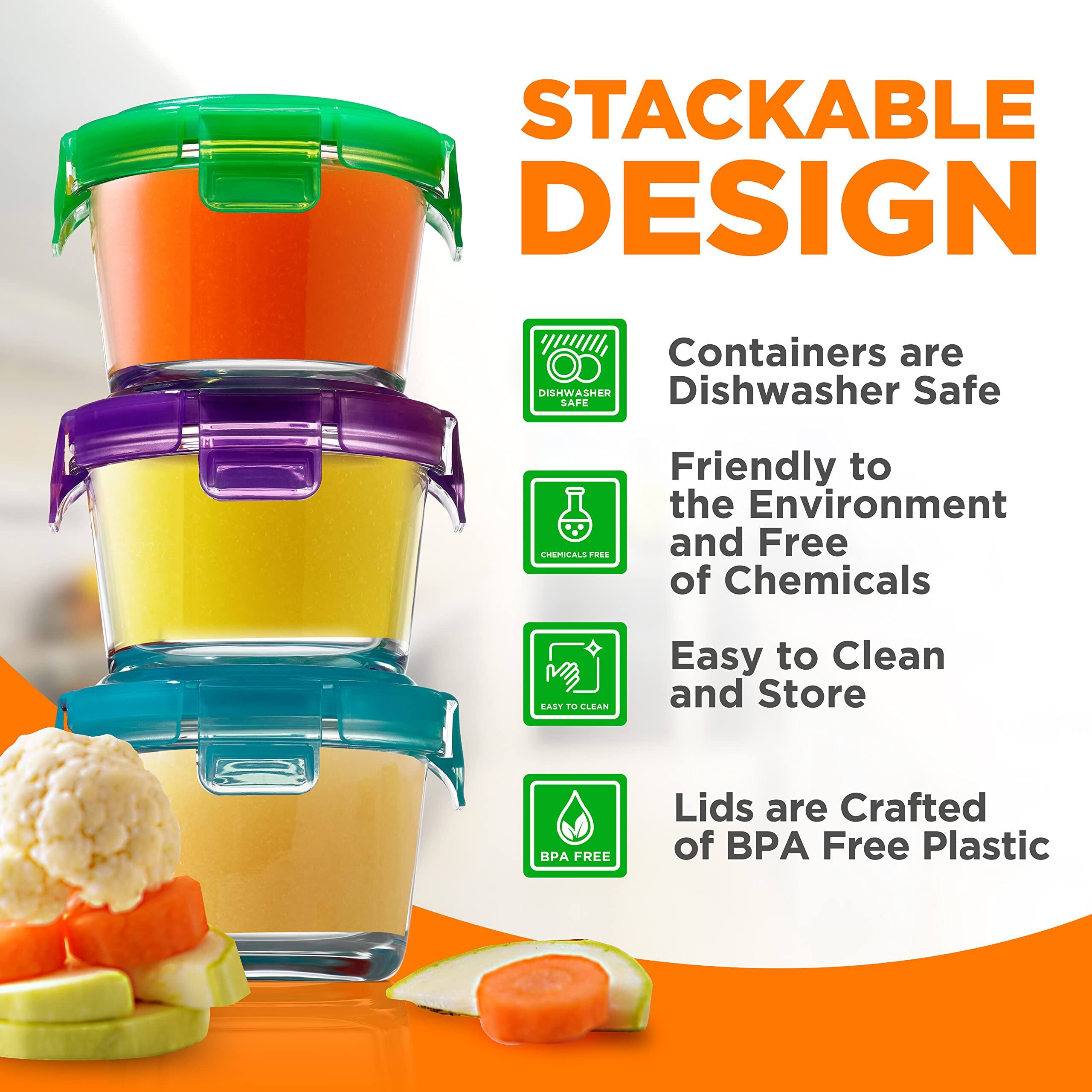 STACKABLE DESIGN  
Containers are DISHWASHER SAFE  
Friendly to the Environment and Free of Chemicals  
Easy to Clean and Store  
Lids are Crafted of BPA Free Plastic