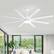 Back. Breezary - 72" Large Indoor Ceiling Fan with Remote, 8 ABS Blades, 6-Speed DC Motor, Timer, 7''/12''Downrods, Light/No Light Option - Matte White (Without Light).
