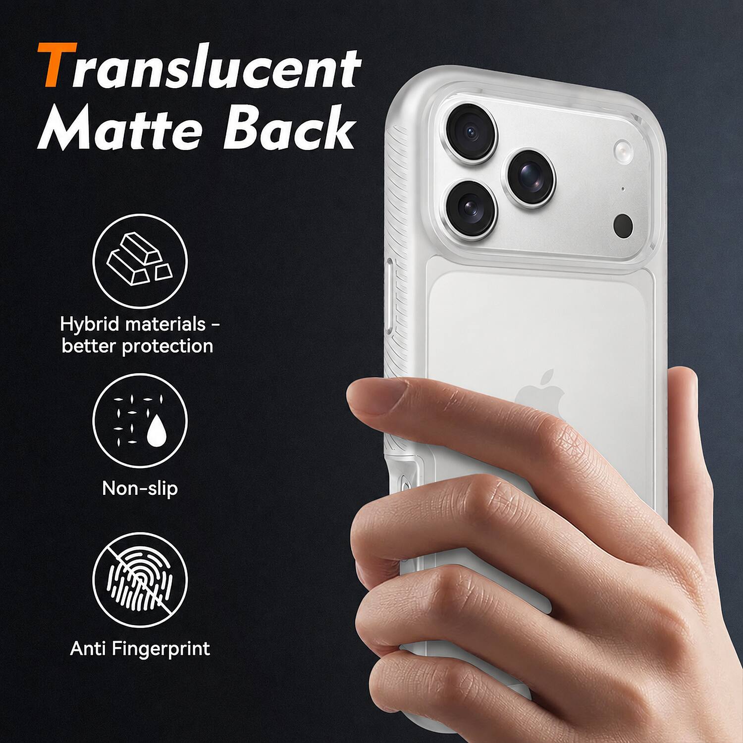 Translucent Matte Back

Hybrid materials - better protection

Non-slip

Anti Fingerprint