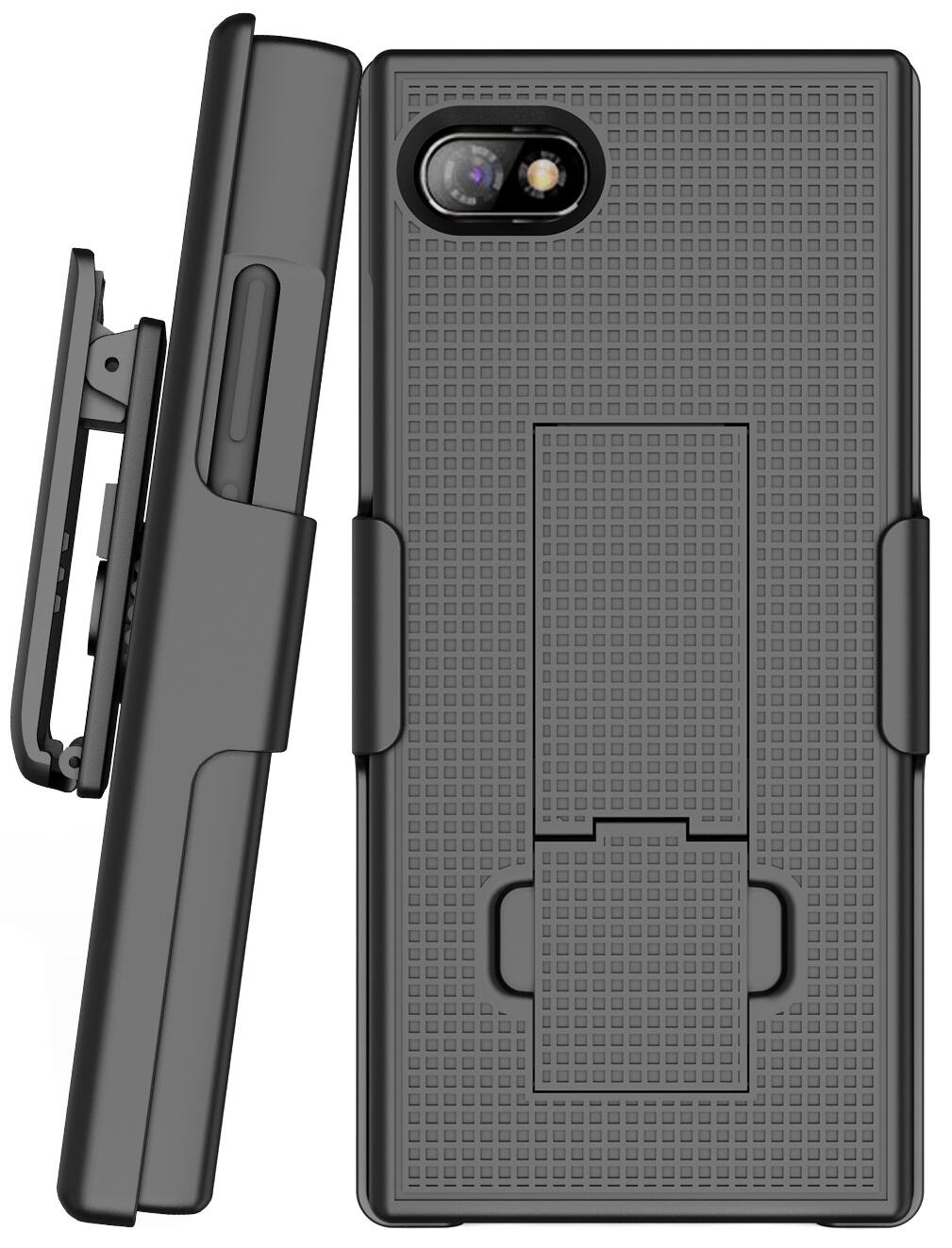 Alt View 6. Nakedcellphone - Case with Stand and Belt Clip Holster Combo for Unihertz Titan Slim - Black.