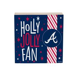 Evergreen Enterprises - Atlanta Braves 6" Holiday Wood Plock Shelf Sign - Multicolor