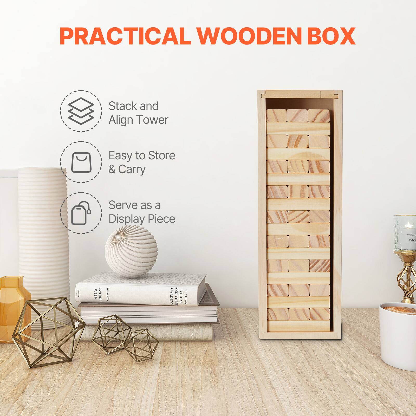 PRACTICAL WOODEN BOX

- Stack and Align Tower
- Easy to Store & Carry
- Serve as a Display Piece

WSSN 720941