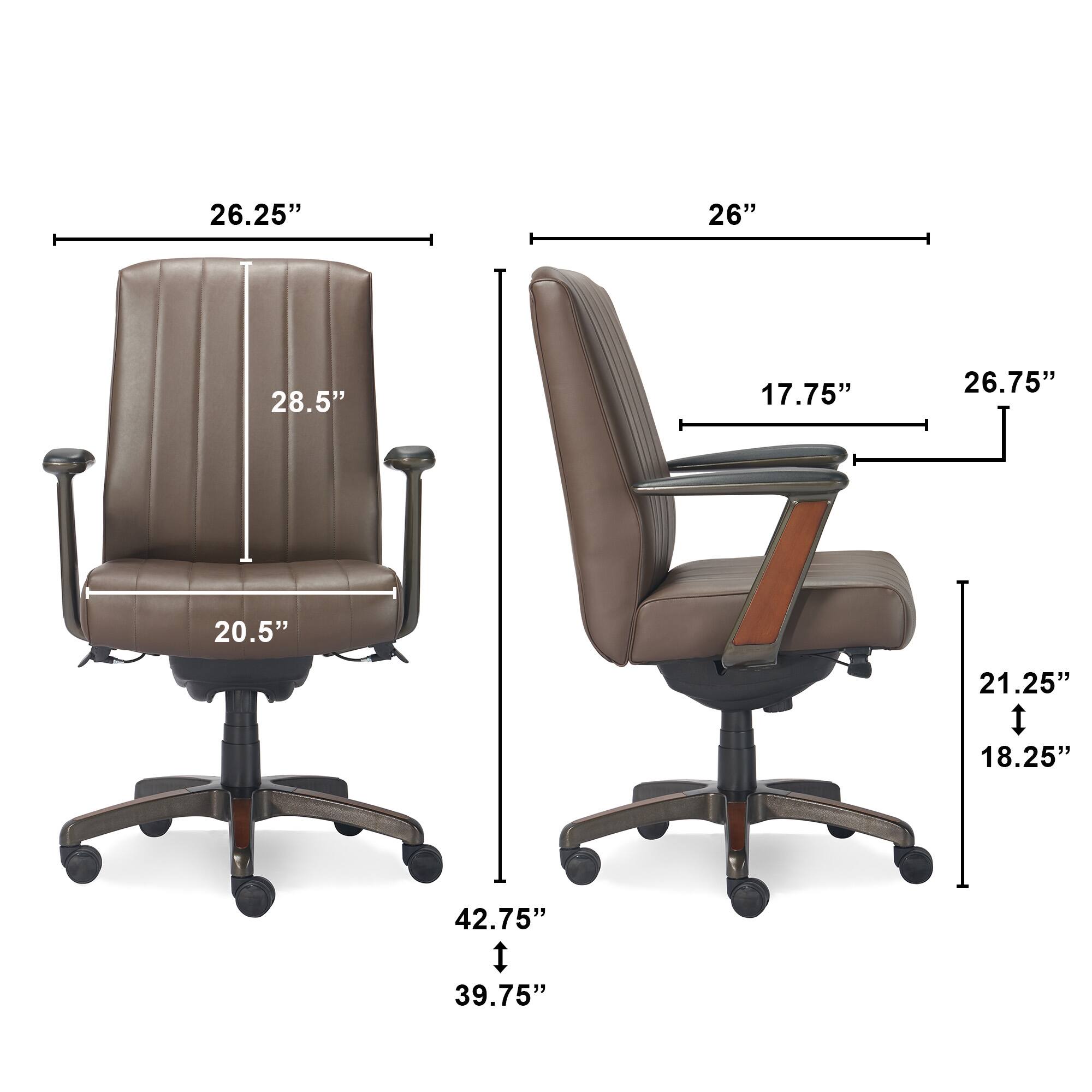 Left. La-Z-Boy - Bennett Bonded Leather Executive High-Back Ergonomic Office Chair - Brown.