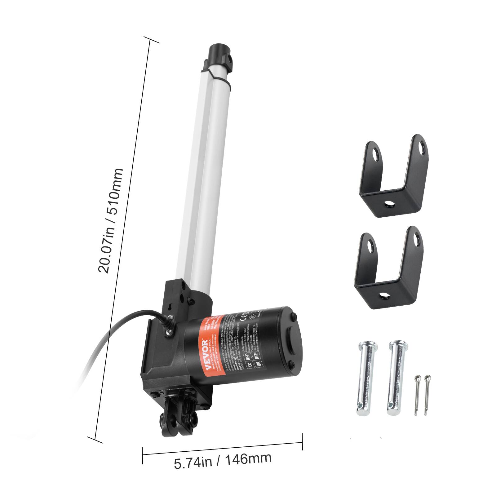 510mm 20.07in / 510mm 20.07in  
CE  
VEVOR  
5.74in / 146mm