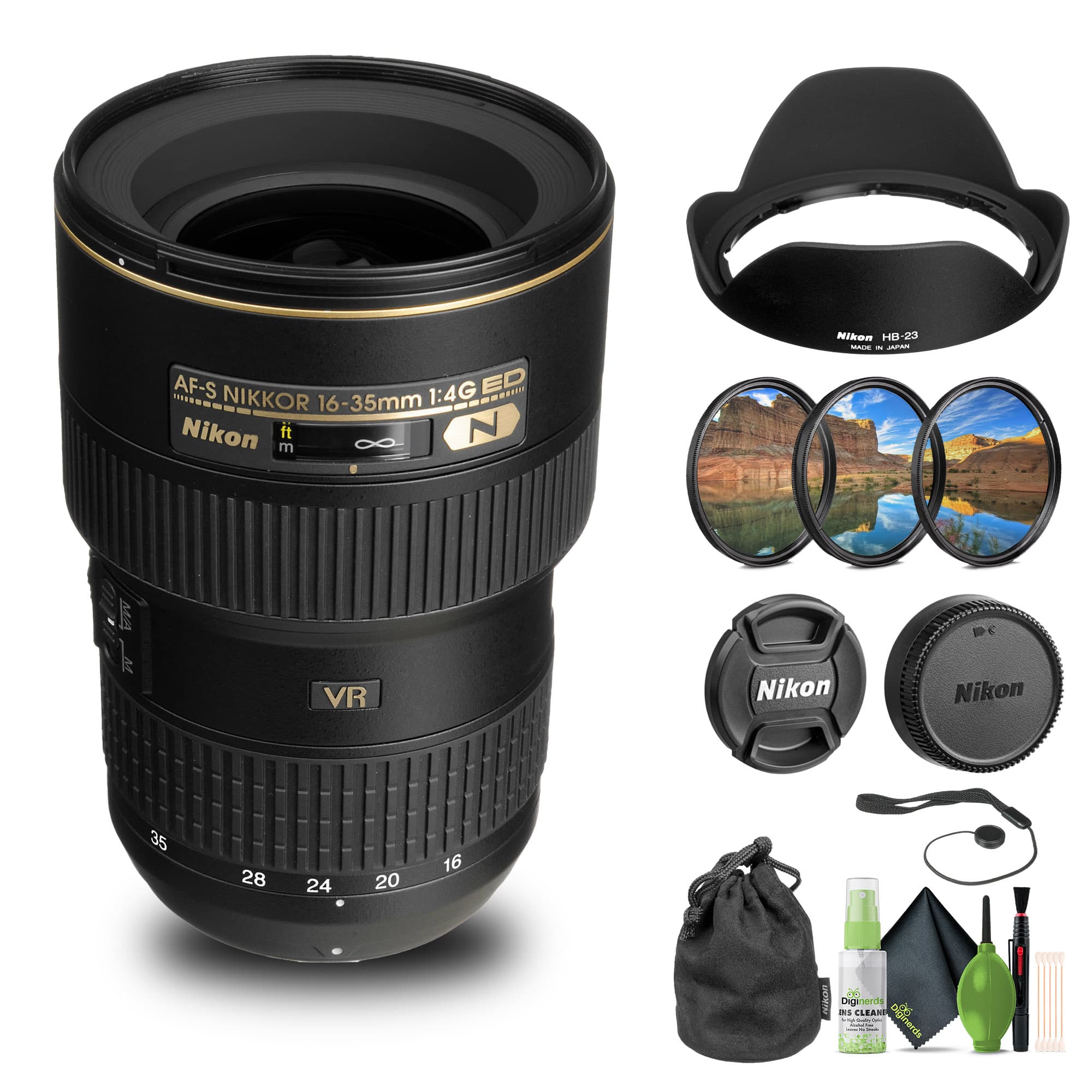 Nikon - AF-S NIKKOR 16-35mm f/4G ED VR Lens (2182) + Filter Kit + Cap Keeper - Bundle - Black