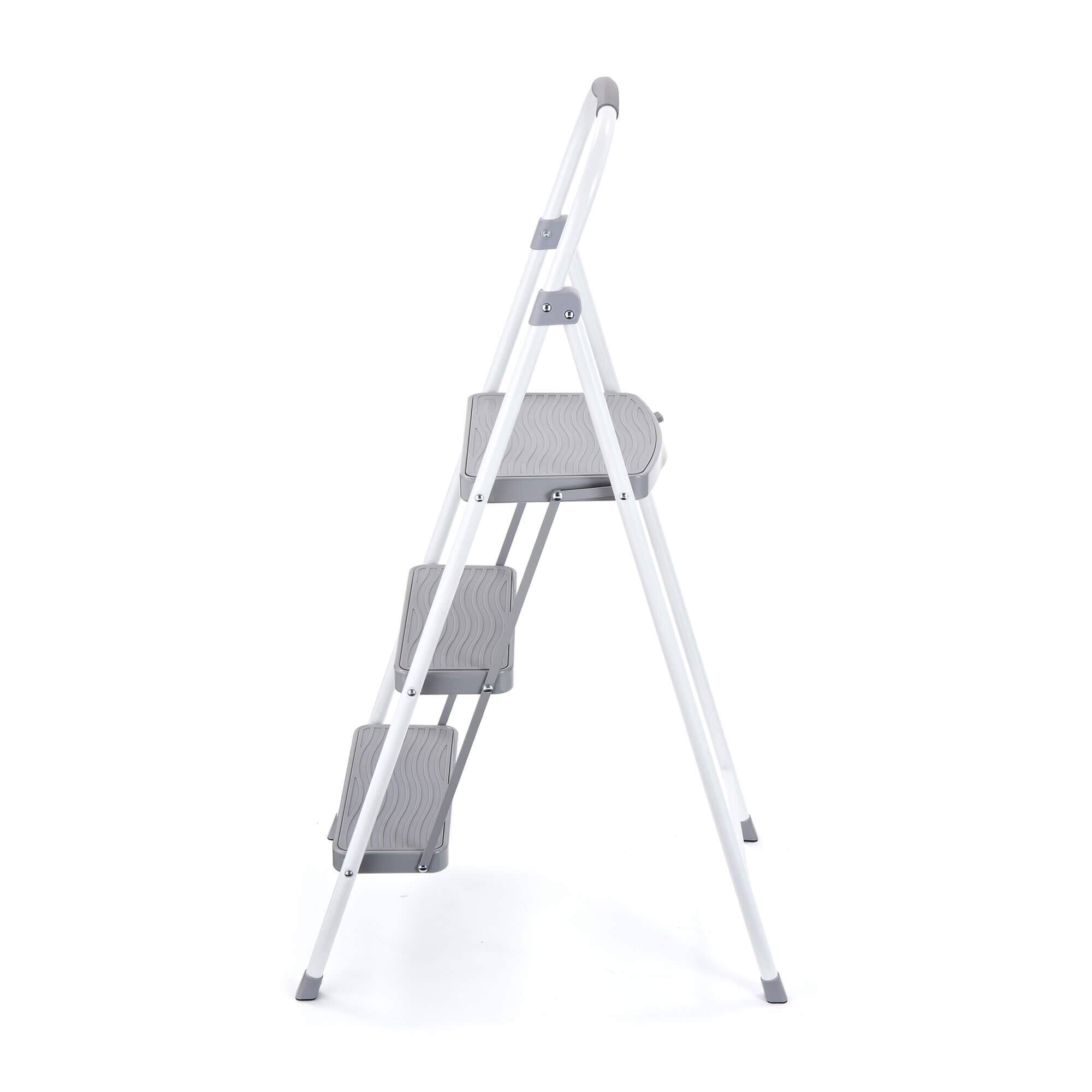 Alt View 4. RubberMaid - Rubbermaid 3 Step Folding Ladder, Steel Foldable Step Stool w/ Hand Grip, White - White.