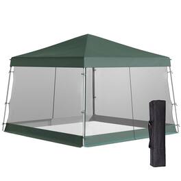 Outsunny - Slant Leg Pop Up Canopy Tent with Netting and Carry Bag, Instant Sun Shelter, Tents for Parties - Green