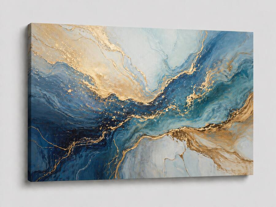 FC Design Large Canvas 24x36" Abstract Fluid Marble Art Painting Modern ...