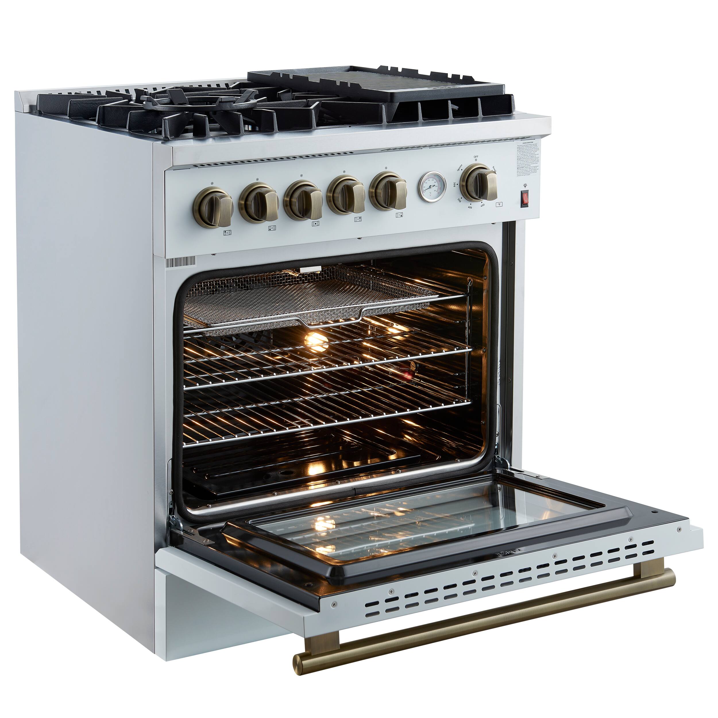 Left. Forno Appliances - Giovanni 4.32 Cu. Ft. Freestanding Gas Convection Range - White.