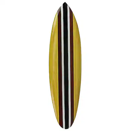 Front. Zeckos - 32 Inch Wooden Surfboard Decorative Wall Hanging Beach Decor - Natural - Brown.