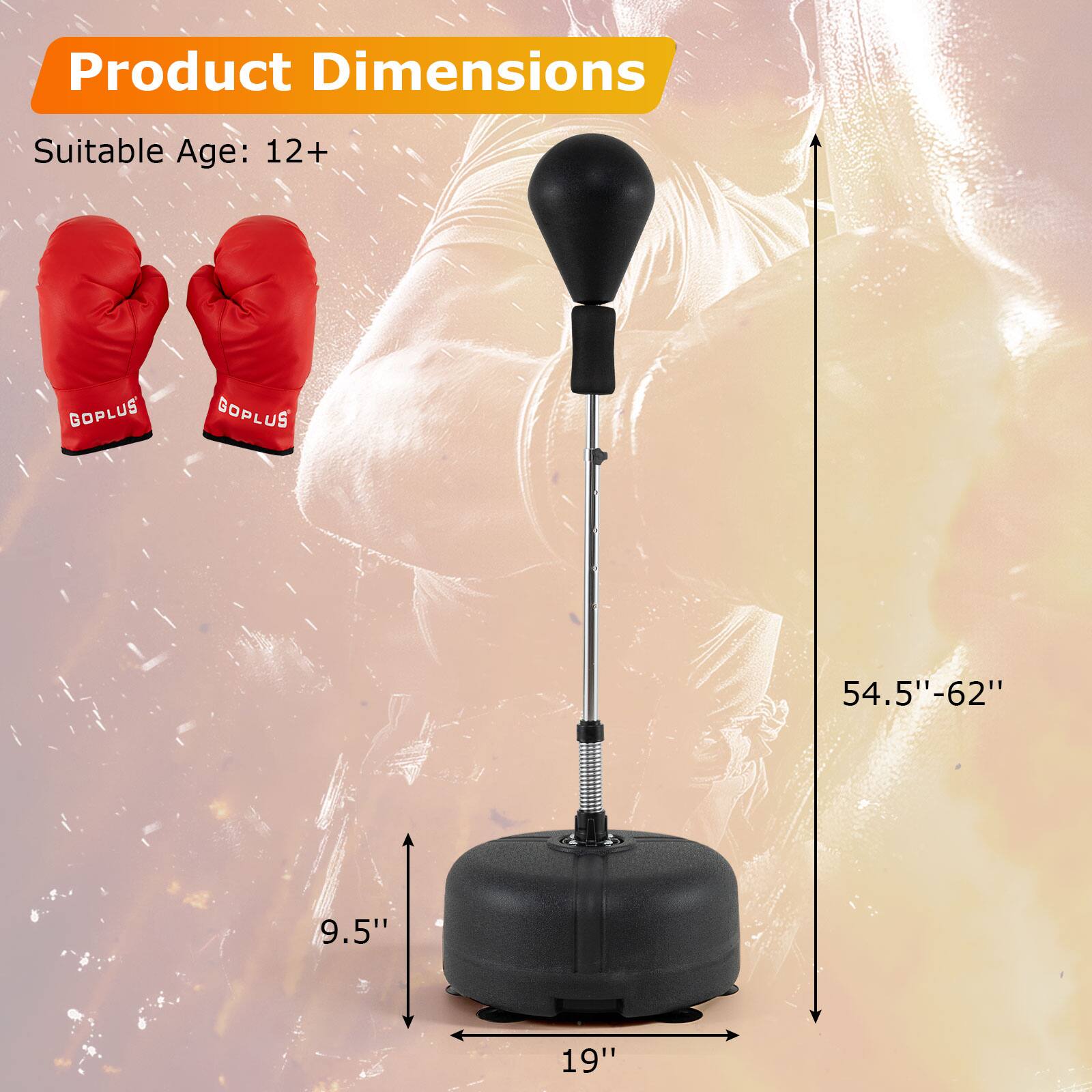 Product Dimensions  
Suitable Age: 12+  
GOPLUS  
GOPLUS  
54.5"-62"  
9.5"  
19"