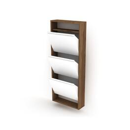 TinyHomie - Hide 3 Tier Wood Frame Shoe Storage - California Walnut