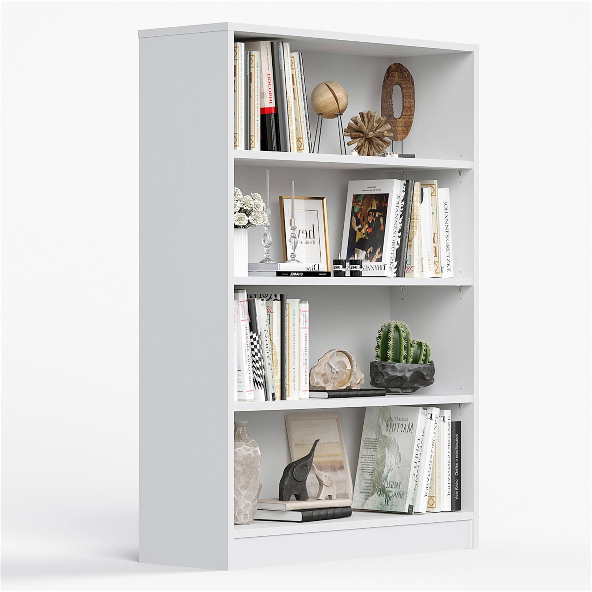 Boyel Living - Bookshelf for Bedroom 4 Shelf Office Bookcase 48 Inches Tall Modern Wood Bookshelf - White