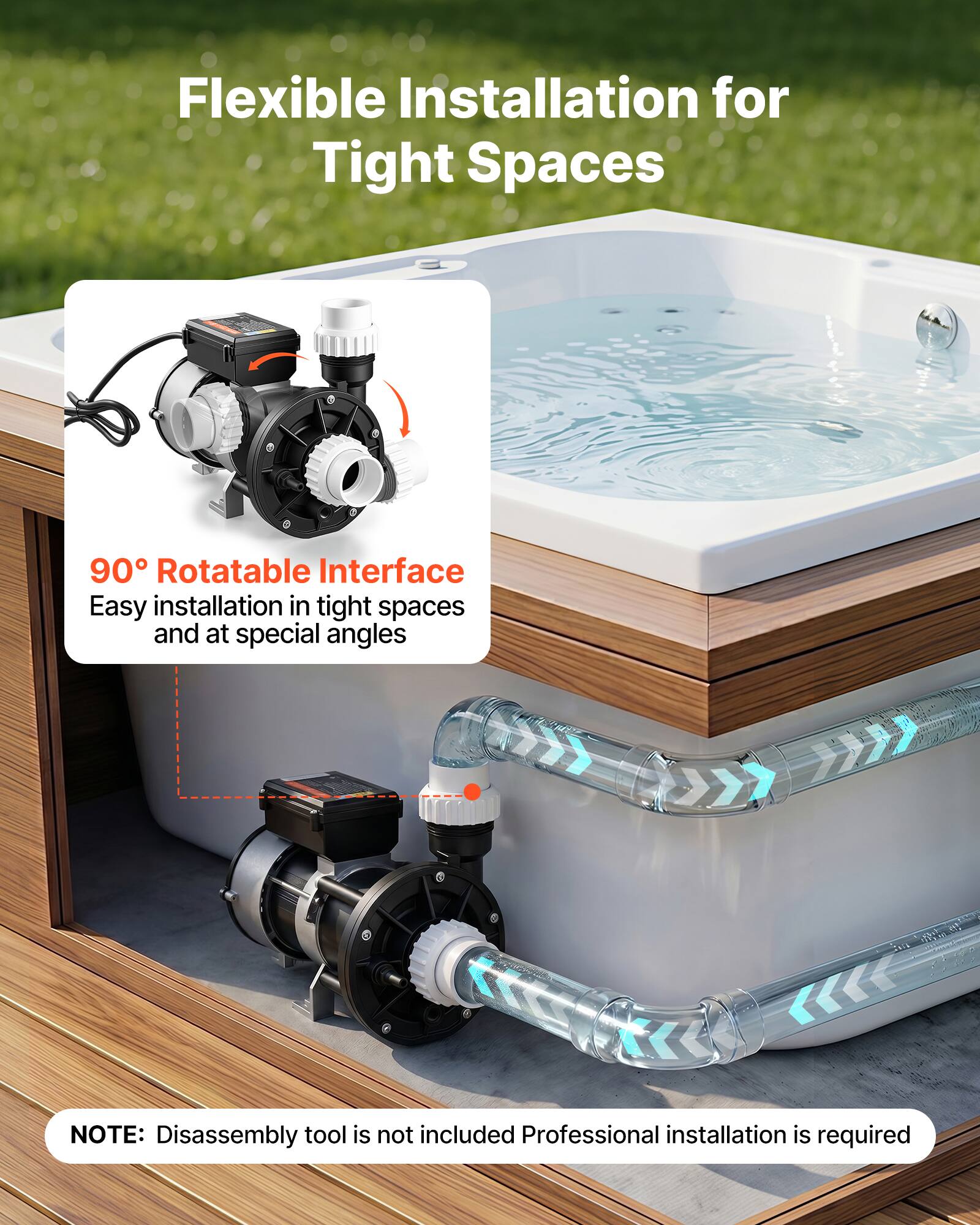 Flexible Installation for Tight Spaces

90° Rotatable Interface
Easy installation in tight spaces and at special angles

NOTE: Disassembly tool is not included. Professional installation is required