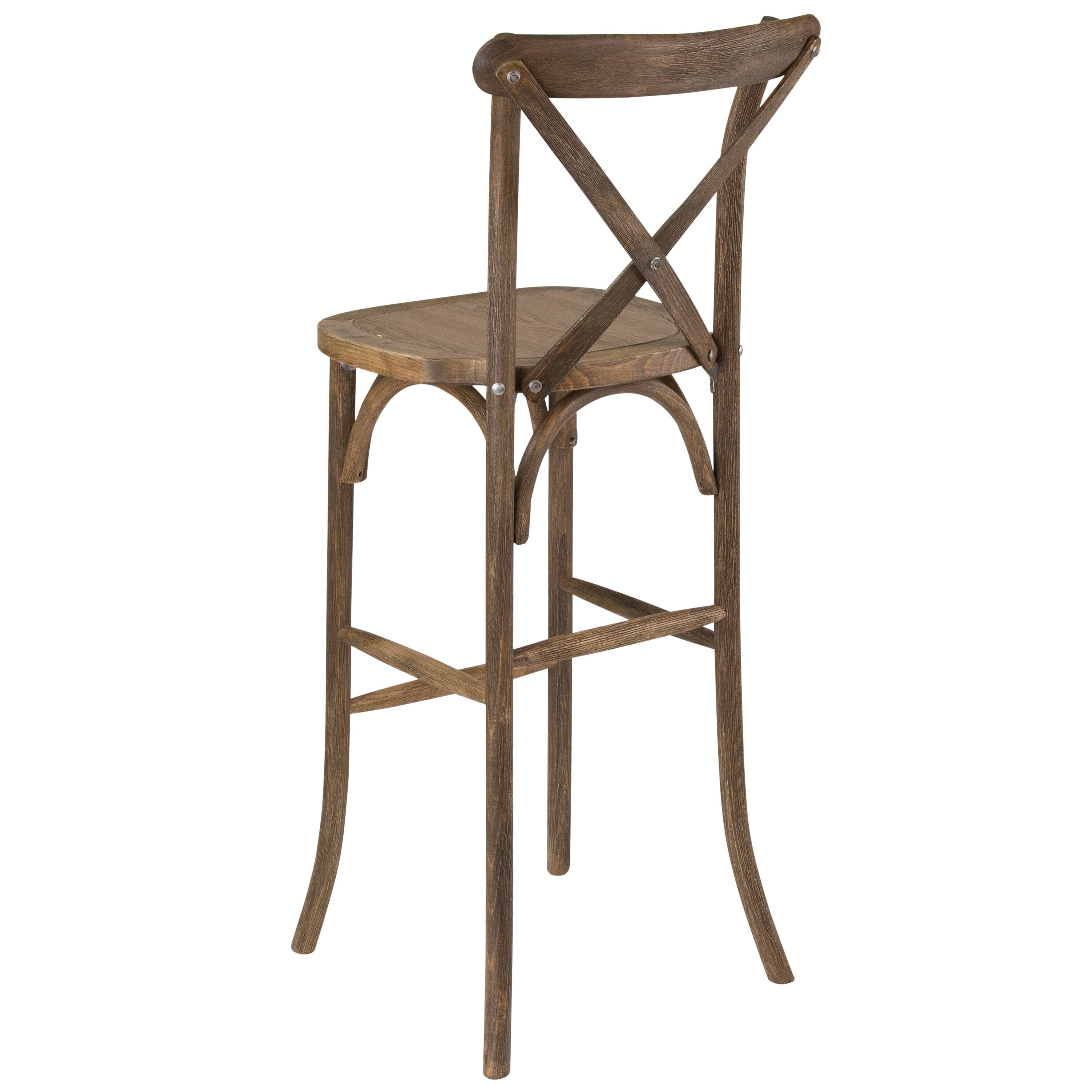 Alt View 17. Alamont Home - HERCULES Series Wood Cross Back Barstool - Dark Antique.