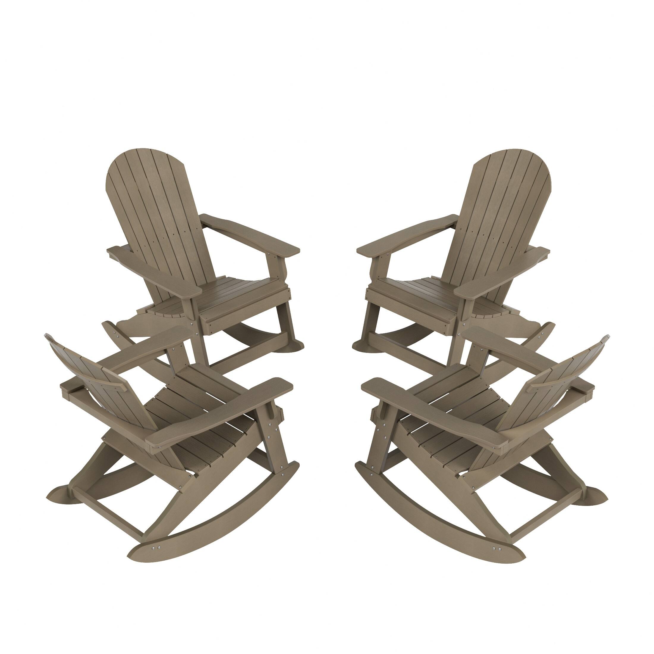 Front. WestinTrends - WestinTrends Tuscany Outdoor Rocking Adirondack Chair (Set of 4) - Taupe.