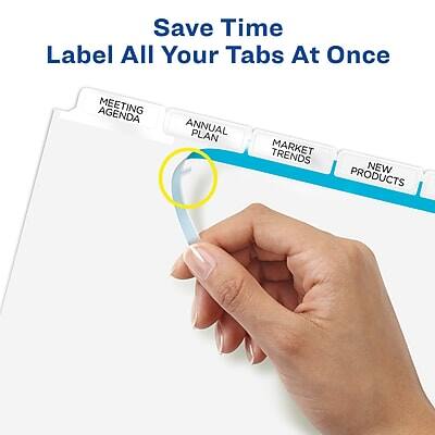 Save Time  
Label All Your Tabs At Once  

- MEETING AGENDA  
- ANNUAL PLAN  
- MARKET TRENDS  
- NEW PRODUCTS