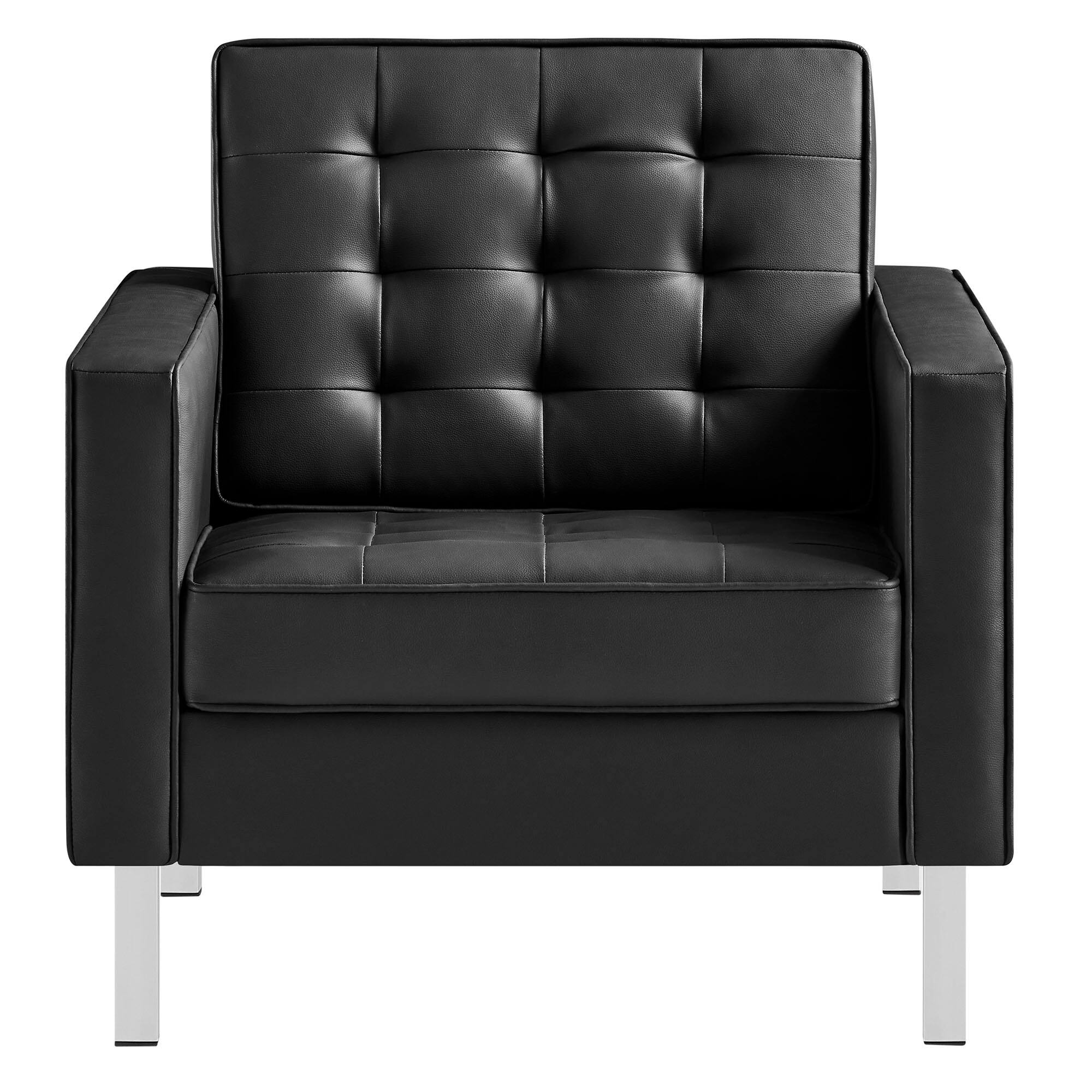 Alt View 2. Modway - Loft Tufted Vegan Leather Armchair by Modway - Black.