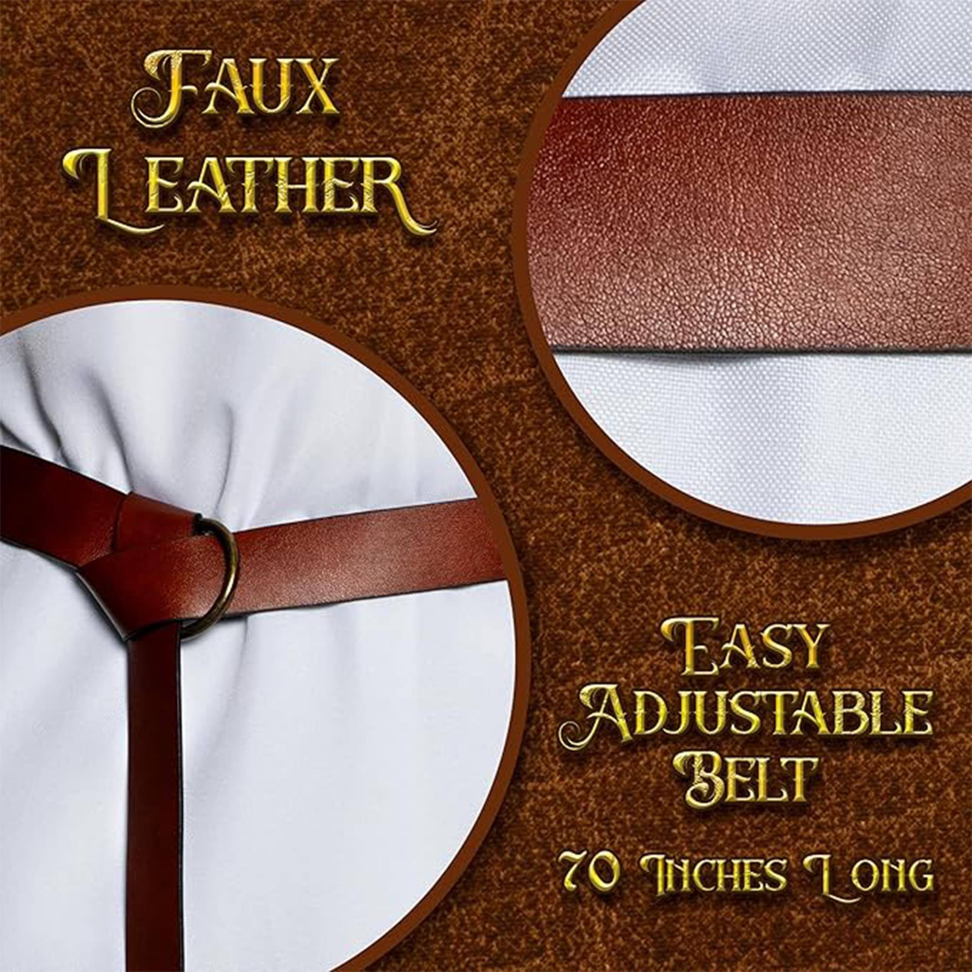 Faux Leather  
Easy Adjustable Belt  
70 Inches Long