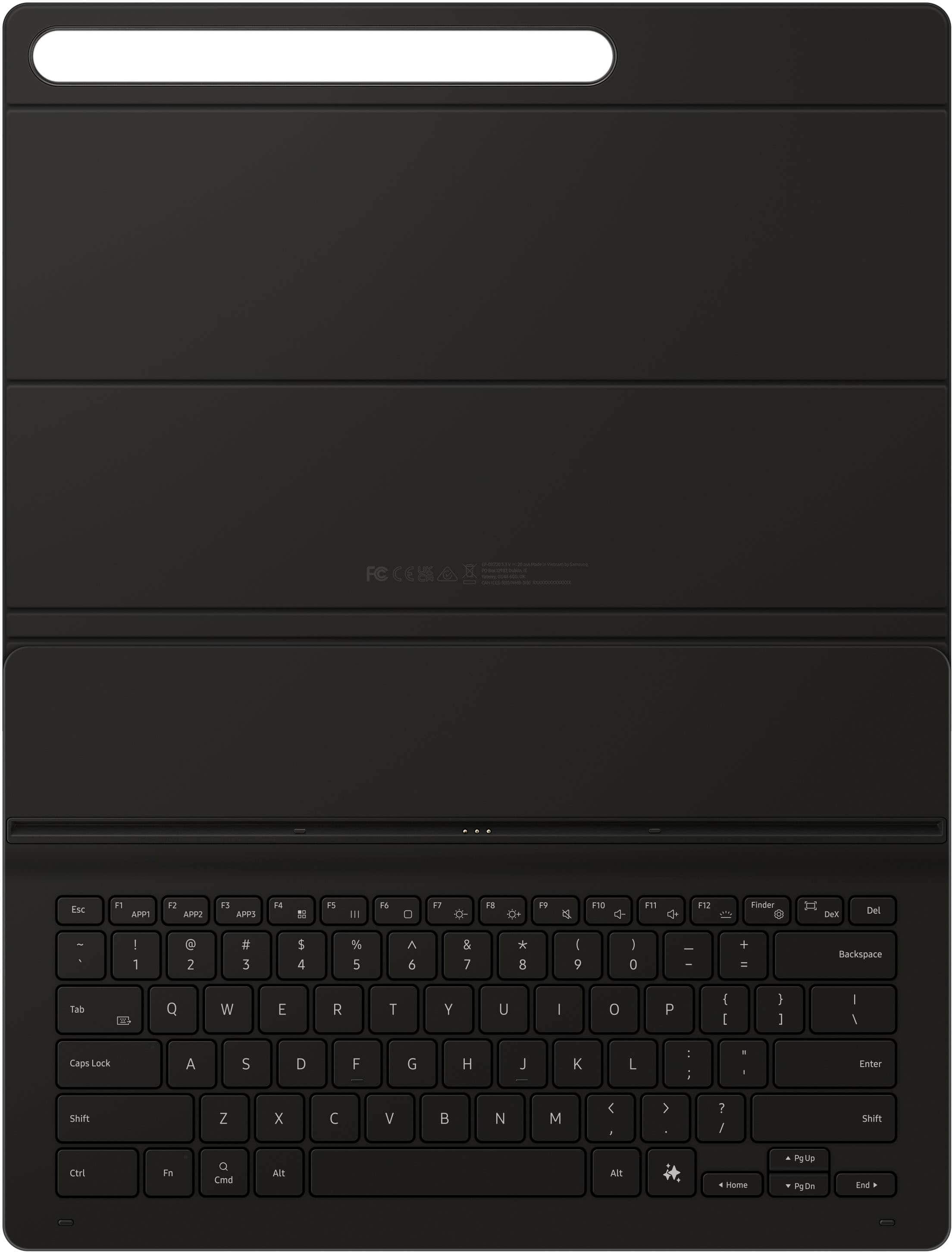 The text on the image is a keyboard layout, which is a diagram showing the position of the keys on a keyboard. The layout includes the letters, numbers, and symbols that are typically found on a keyboard. The layout is designed to help users understand the arrangement of the keys and to assist in typing efficiently.
