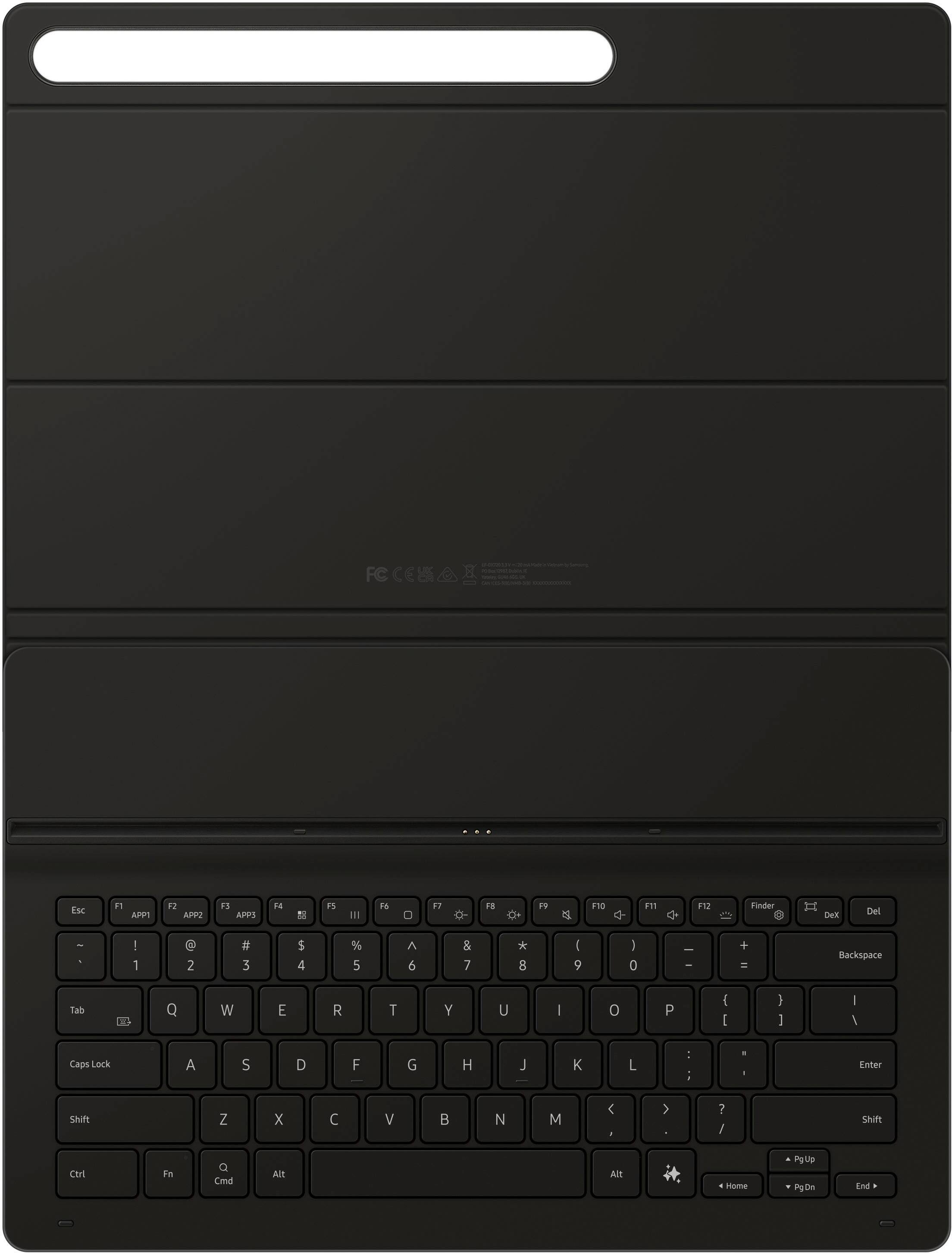 The text on the image is a keyboard layout, which is a diagram showing the position of the keys on a keyboard. The layout includes the letters, numbers, and symbols that are typically found on a keyboard. The layout is designed to help users understand the arrangement of the keys and to assist in typing efficiently.