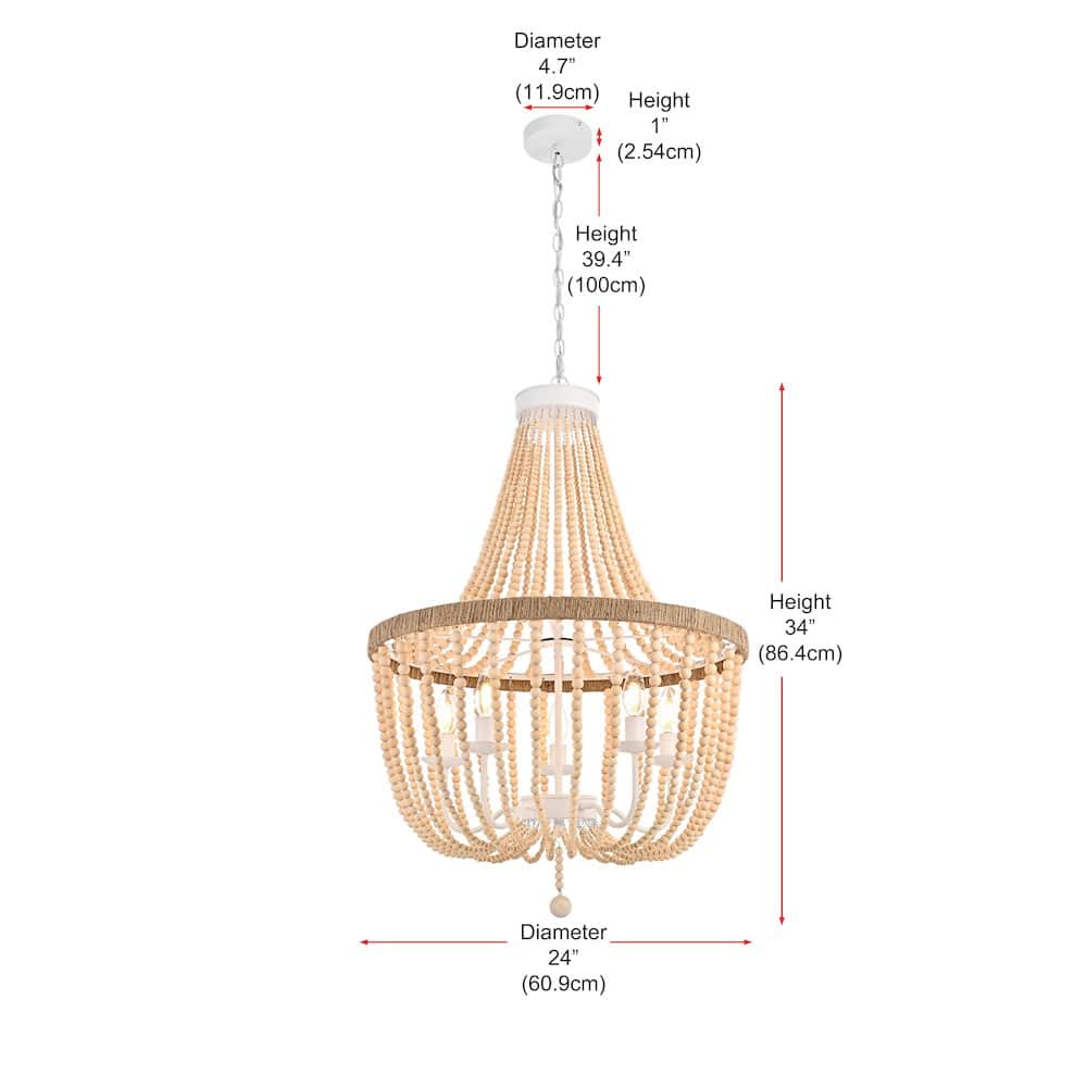 Living District - Jolie 24 Inch Beaded Pendant In - Beige