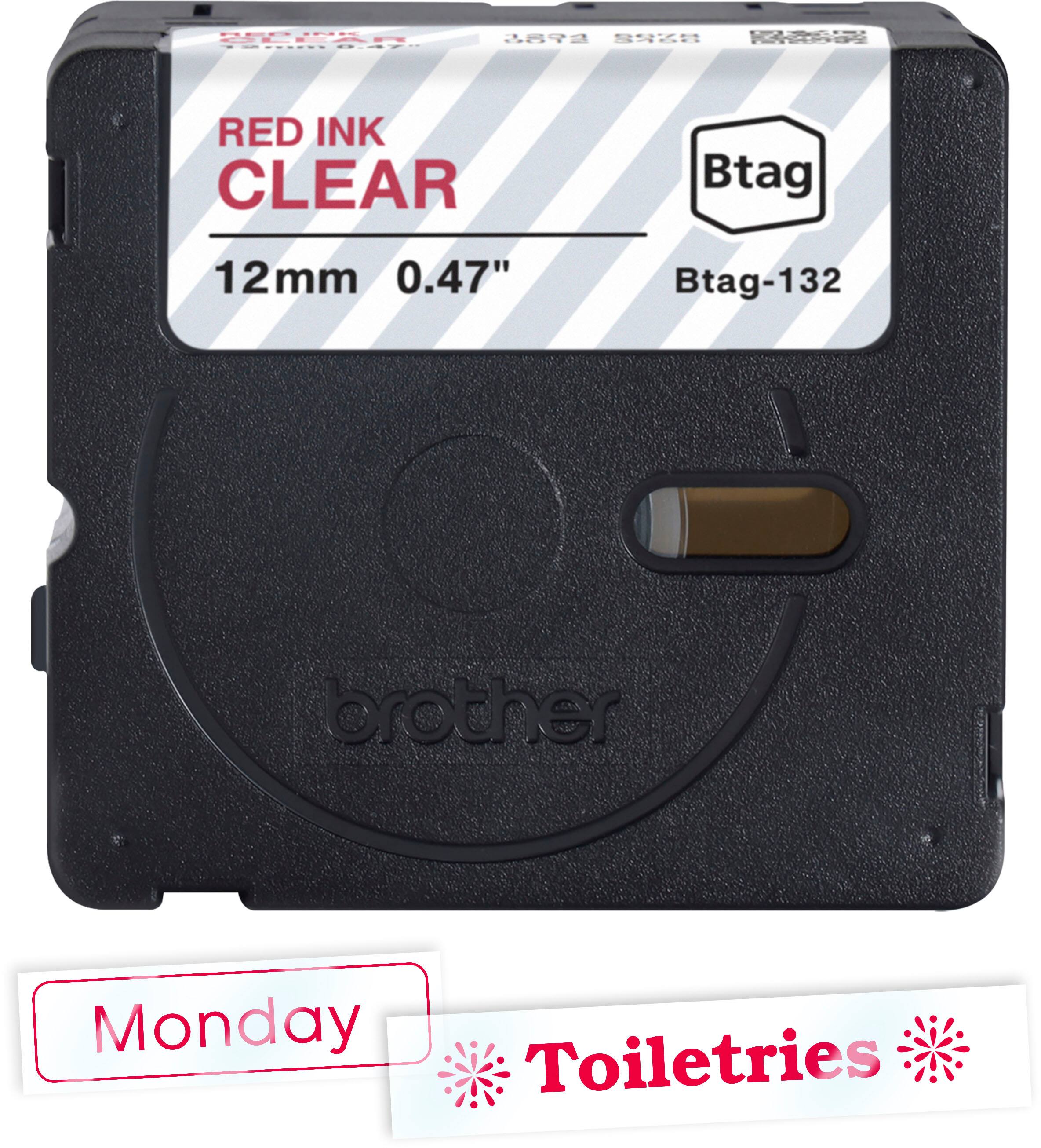 Monday Toiletries: 2 Pearl 12mm 0.47" Red Ink Clear Btag 132.