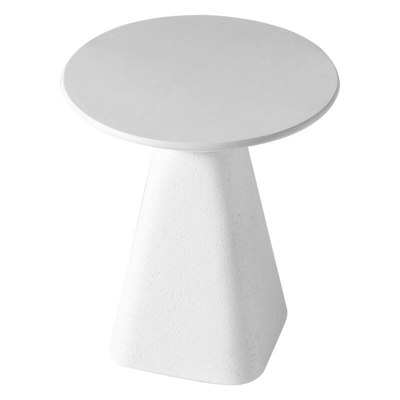 Alt View 2. LeisureMod - Elsie 18" Fiberstone Side Table, Powder-Coated Round Modern Indoor/Outdoor Table - White.