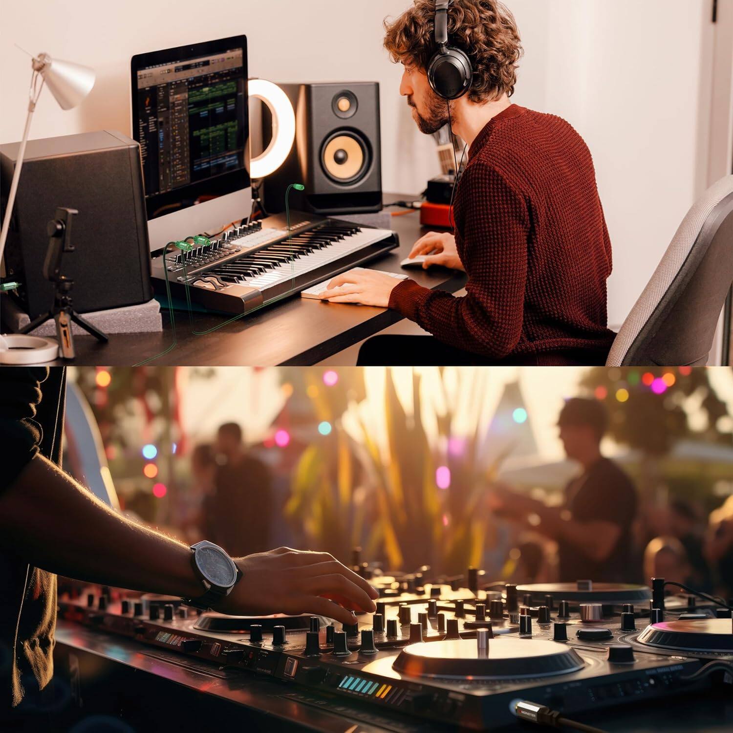 Alt View 5. Monster - Monster Essentials Premium Subwoofer Cable Connector for Home Theaters and Cars, RCA Subwoofer Audio Cable, 13.1ft - Black.