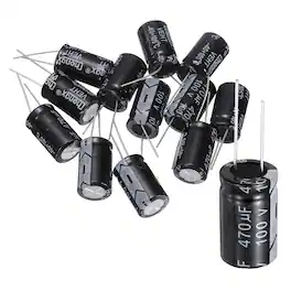 Unique Bargains - 470uF 100V 16x26mm Electrolytic Capacitor, 105C High Temp Radial Leads, for TVs/LCDs/VCD, 12pcs - Black
