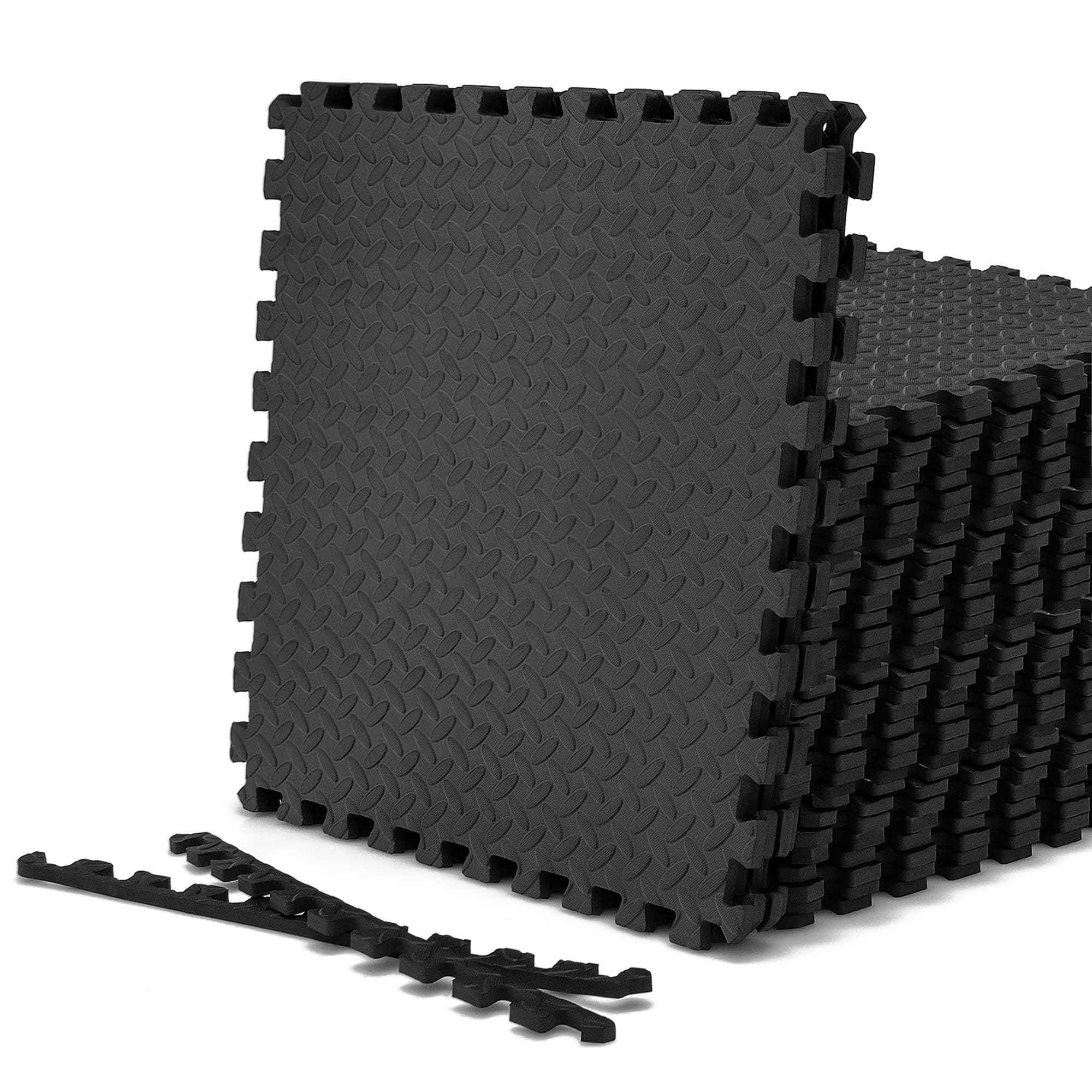 Costway - 36 Tiles 1/2" Puzzle Floor Exercise Mat Interlocking Anti-slip EVA Foam - Black