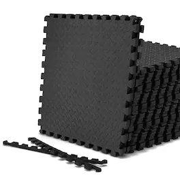 Costway - 36 Tiles 1/2" Puzzle Floor Exercise Mat Interlocking Anti-slip EVA Foam - Black
