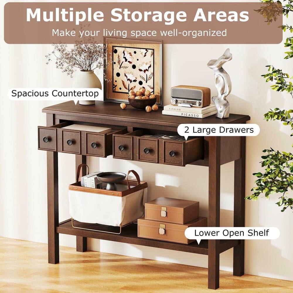 Multiple Storage Areas  
Make your living space well-organized  

Spacious Countertop  

2 Large Drawers  

Lower Open Shelf