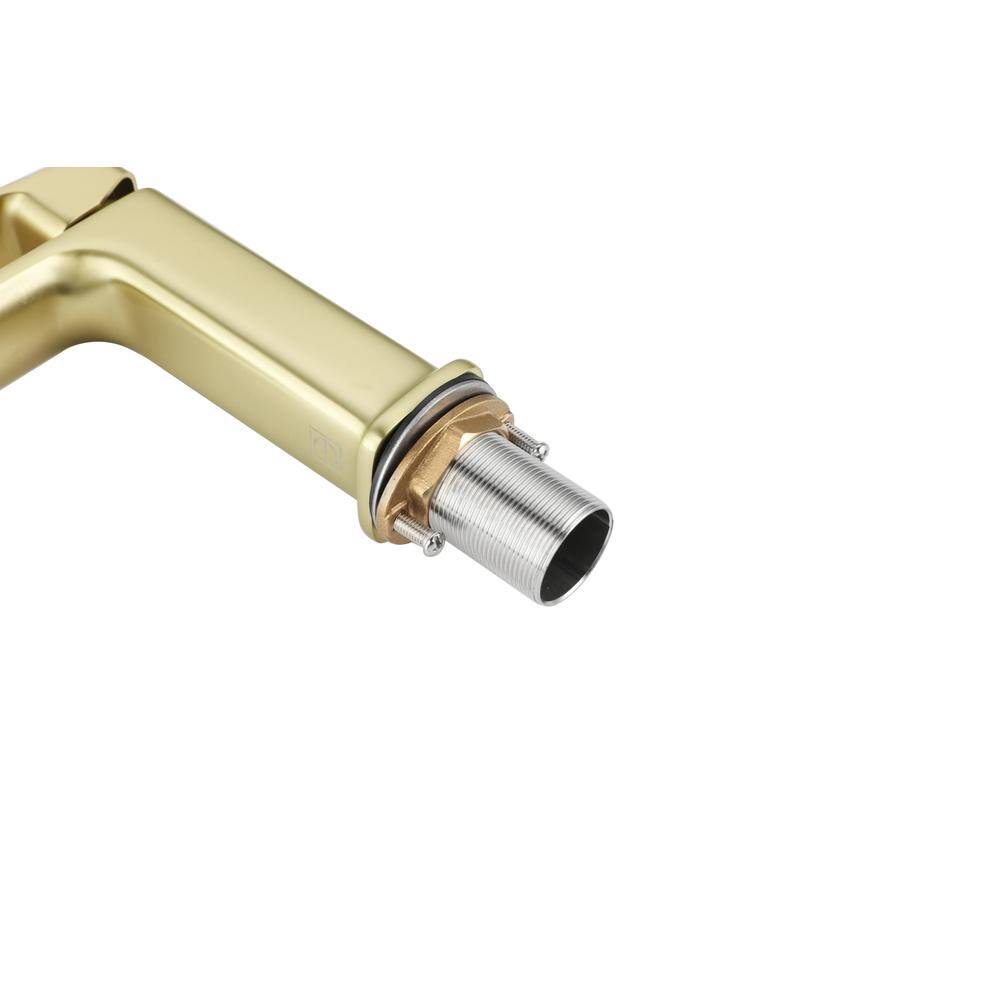Left. Elegant Kitchen and Bath - Lena Single Hole Single Handle Bathroom Faucet in Brushed Gold - Brushed Gold.