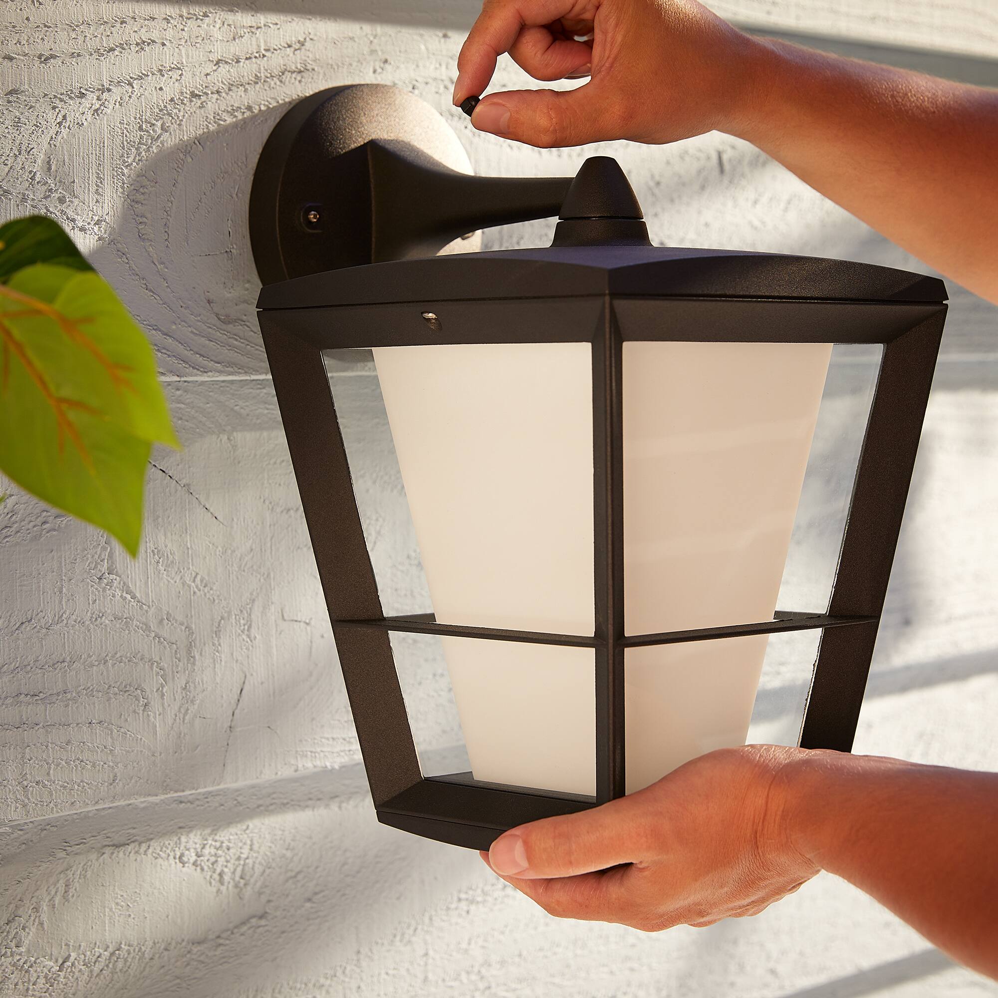 Left. Philips - Philips Hue Econic Outdoor Wall Lantern - Black.