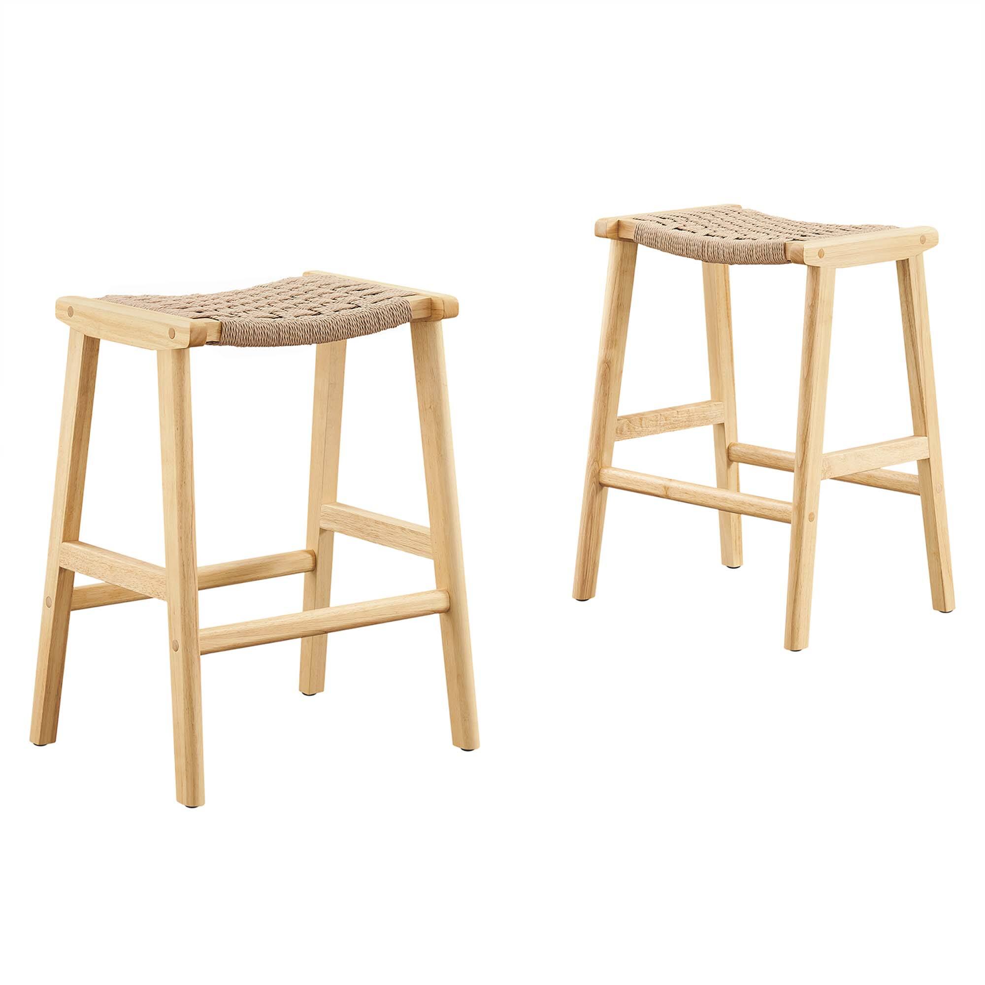 Saoirse Woven Rope Wood Counter Stool Set of 2 by Modway - 0