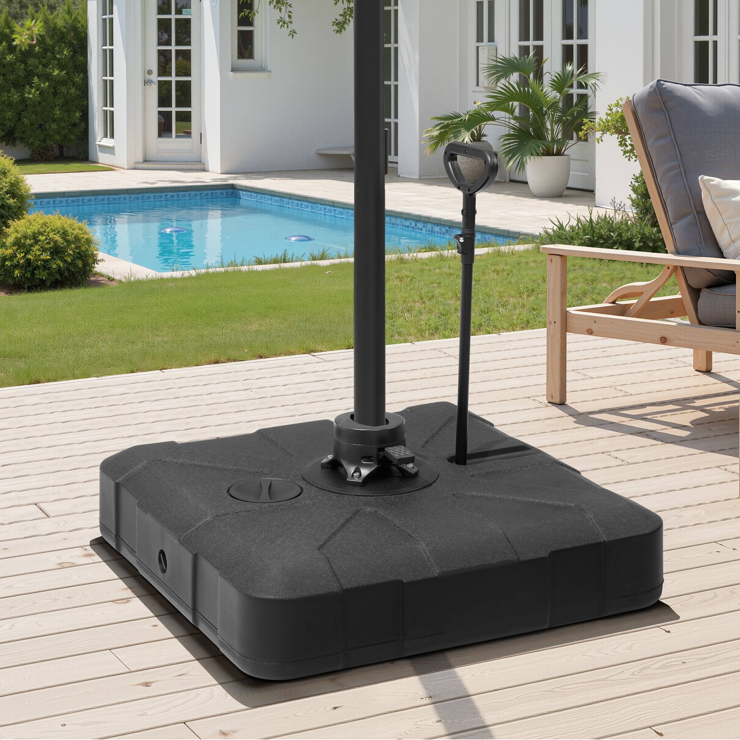 Alt View 6. Crestlive Products - Crestlive Products Heavy Duty Fillable Patio Umbrella Base Stand with Wheels 33.5 x 33.5 inch - Black.