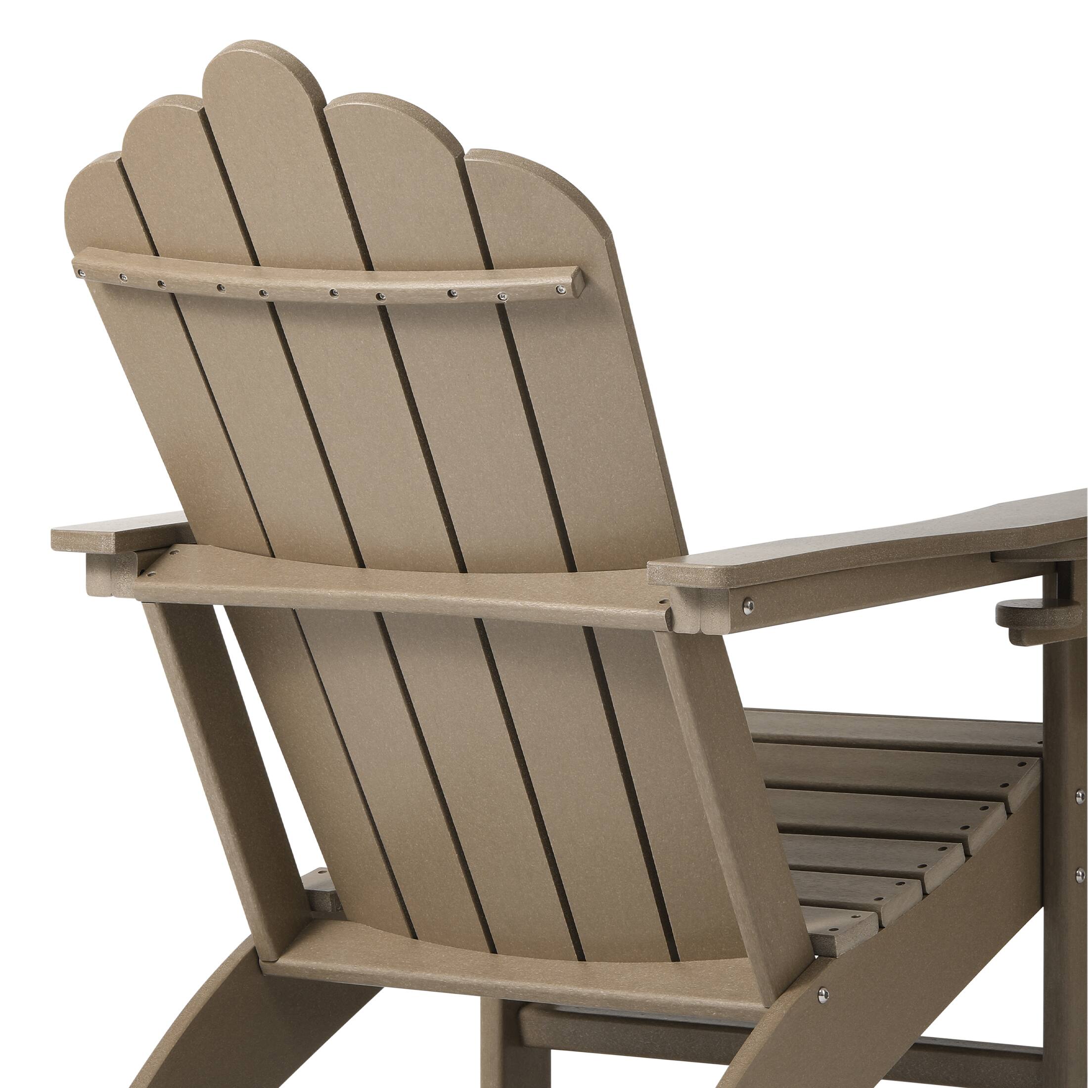 Alt View 3. WestinTrends - WestinTrends Highland Outdoor Patio HDPE Adirondack Chairs With Cup Holders (Set of 4) - Weathered Wood.