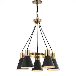 Jonathan Y - Apollo 22" 5-Light Metal LED Pendant - Black/Brass Gold