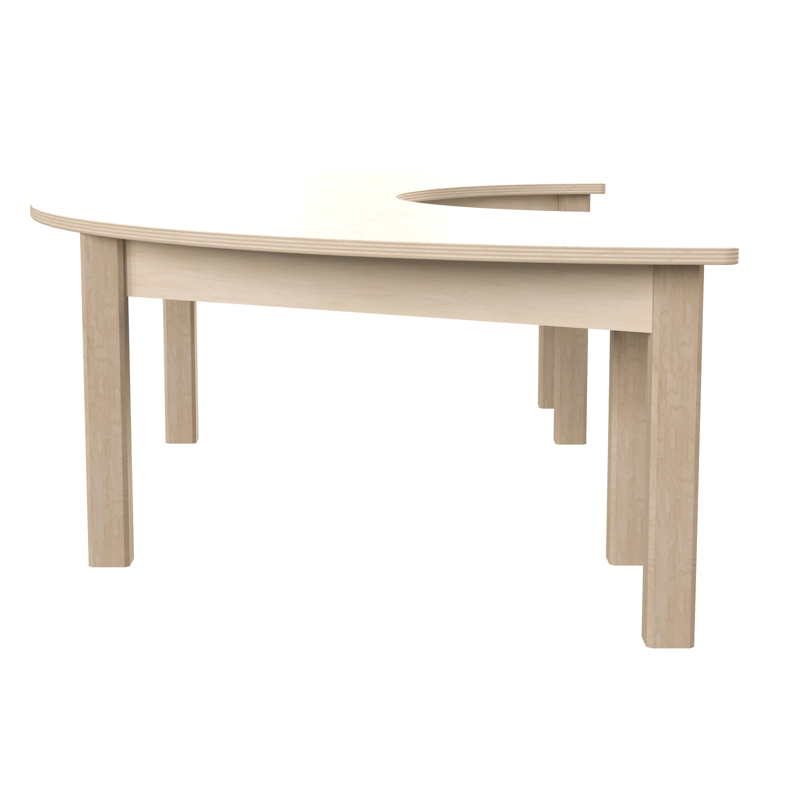 Left. Flash Furniture - Bright Beginnings Commercial Grade Wooden Half Circle Preschool Classroom Activity Table, (29.5"W x 59"D x 14.5"H), Beec - Natural.