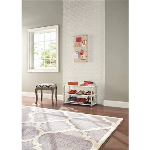 Angle. SlickBlue - 3-Shelf Shoe Organizer Holds Up to 12 Pairs for Neat Storage - White.