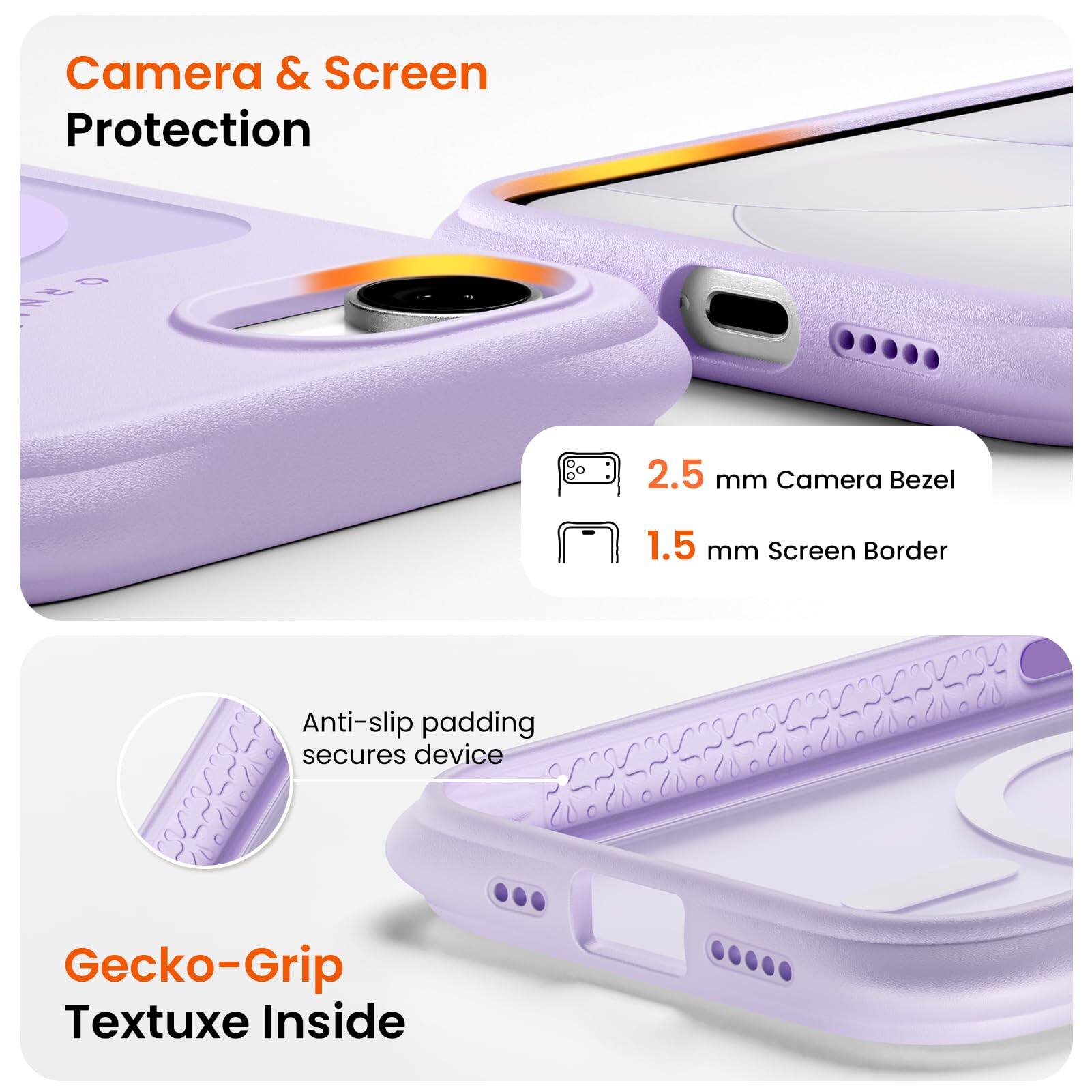 Camera & Screen Protection

2.5 mm Camera Bezel
1.5 mm Screen Border

Anti-slip padding secures device

Gecko-Grip Textuxe Inside