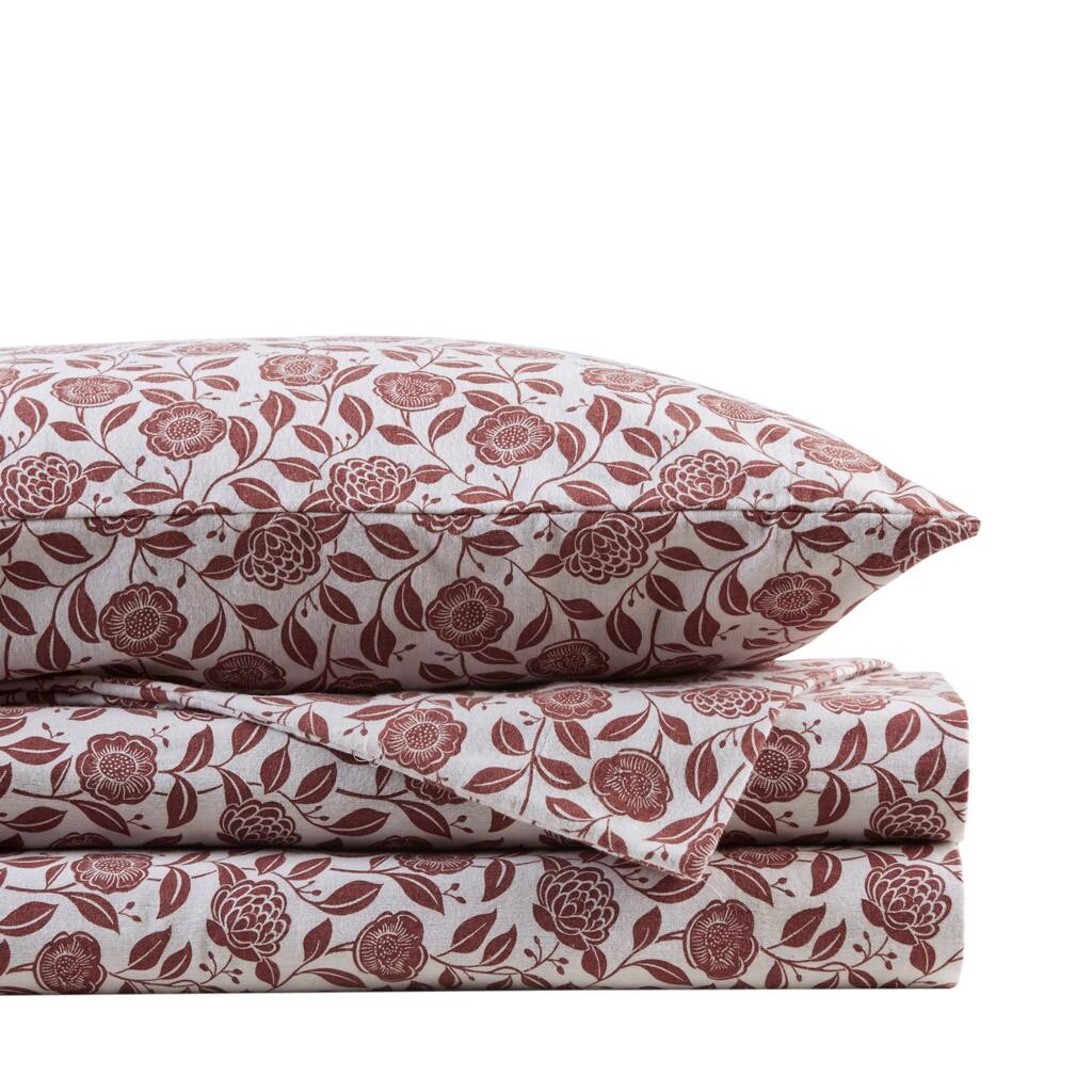 Alt View 3. Gracie Mills - Gracie Mills 4PC Dottie Oversized Flannel Sheet Set - Rust Floral.